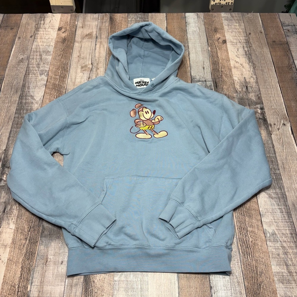 Disney Hoodie Unisex Small Blue Mickey Mouse Embroidered Genuine Mousewear Retro